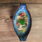 Ceramics Au Gratin baking Dishes Set of 2, Baking Tray Bake ware, 10.5 oz Ramekins, for Pie Pan, Appetizer, Tart, Dessert, Quiche, Oven Small dish, individual dishes Oval 9.3 Inch