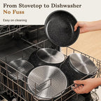 15Pcs Pots and Pans Set Non Stick, Cookware Sets with Detachable Handle, Nonstick RV Kitchen Cooking Tools Removable Handles, Oven Safe, Induction Fast, Stackable Induction Cookware,Black