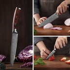Wakoli EDIB 5-Piece Damascus Knife Set – Japanese Style Professional Kitchen Knives | Genuine Damascus Steel Blades with VG10 Core | Ergonomic Pakkawood Handles | Premium Chef Knife Set