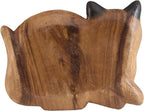 Handcrafted Cat Shaped Decorative Tray, Authentic Thai Wood with Vibrant Hand-Painted Details, Unique Artisan Serving Tray for Home Decor & Display