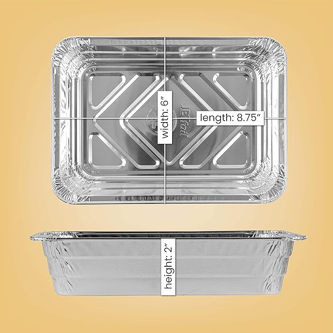 PLASTICPRO Disposable 2 LB Aluminum Takeout Tin Foil Baking Pans 6'' X 8'' X 2'' Inch Bakeware - Cookware Perfect for Baking Cakes,Brownies,Bread, Meatloaf, Lasagna, or Lunchbox, Pack of 50