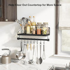 Alsonerbay Floating Shelves Wall Shelves for Bedroom, Bathroom Shelves Wall Mounted with Towel Bar, Kitchen Rustic Wood Shelf with Hooks for Hanging Cooking Utensils or Mugs