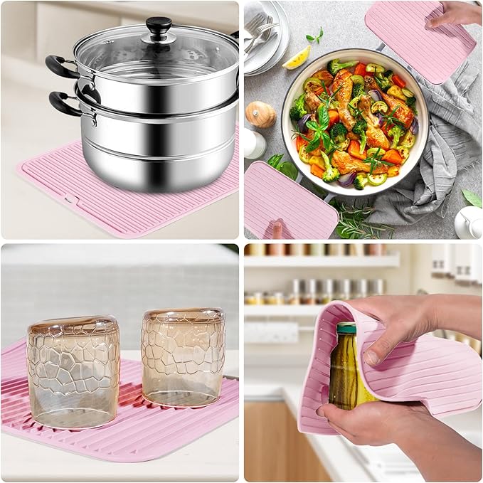 Silicone Trivet Mat Extra Large Heat Resistant Non-Slip Pot Holder Multi Purpose Kitchen Hot Pad for Hot Dish Mat Utensil Drying Rack 14.2"×11 "