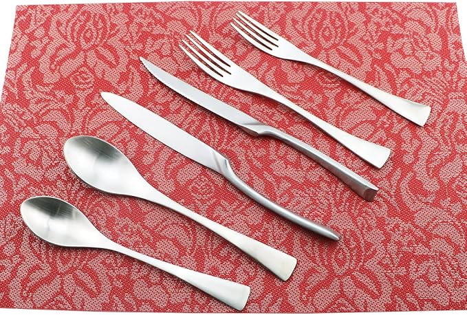 24-Piece Flatware Set,Extra Thick Heavy Duty - 18/10 Stainless Steel Cutlery Sets,High Matte Finish Silverware Flatware Sets Service for 4,Use for Home,Kitchen, Utensil Sets