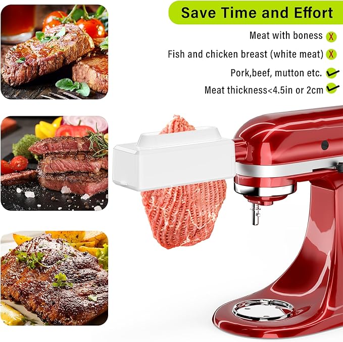 Meat Tenderizer for All KitchenAid and Cuisinart Household Stand Mixers, Mixers Accesssories for Kitchen Aid Attachment, Tenderize Meat More Smoothly and Effortless, Dishwasher Safe, White