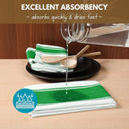 Native Fab Green Kitchen Towels 18 x 28 Inch, 4 Pack, Wide Stripe, Super Absorbent, Fast Dry, Soft, Cotton Dish Towels for Wiping Hands, Drying Dishes, Counter Cleaning Dish Cloth Set - Green