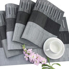 PIGCHCY Placemats,Washable Vinyl Woven Table Mats,Elegant Durable Placemats for Dining Table Set of 4 (Black)
