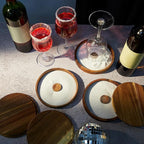 6 Pcs Margarita Salt Rimmer Set Glass Rimmer with Lid Home Bar Accessories Plate for Sugar Drinks Cocktails Bartender Tool Kit Party Restaurant, 5.9" Diameter (Acacia Wood)