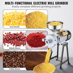 VEVOR Electric Grain Mill Grinder, 3000W Spice Grinders, Commercial Corn Mill with Funnel, Thickness Adjustable Powder Machine, Heavy Duty Feed Flour Cereal Mill Wheat Grinders, Dry & Wet Grinder