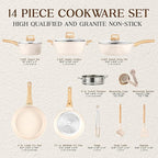 Bakken-Swiss 14-Piece Kitchen Cookware Set – Granite Non-Stick – Eco-Friendly – for All Stoves & Oven-Safe