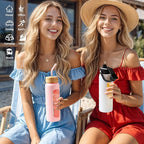 Kodrine Water Bottle with Straw, 24 oz Glass water Bottle with 2 Lids Bamboo Straw Lid and Spout Lid with Handle, 32 oz Clear Water Bottle Glass for Sports Travel, Waterbottle with Time Marker