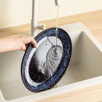 Ceramic Large Serving Platters- Set of 3 Oval Platters for Entertaining. Modern Kitchen Dishes for Dinner, Fruit, Salad, Turkey.Oven, Dishwasher Safe, 15.75"/13.75"/12",Speckled Bluish Purple