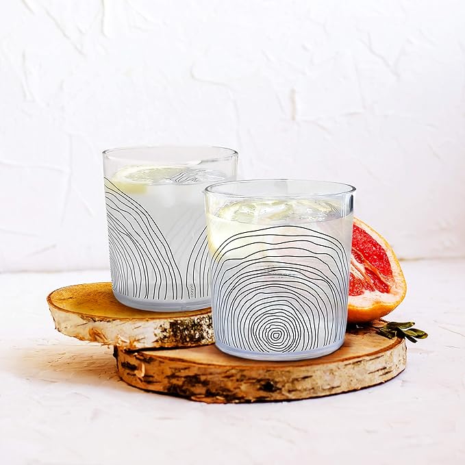 bzyoo BPA-Free Designed Dishwasher Safe 14 oz Plastic Tumbler Set which is Durable and Stackable Great For Parties Holidays Anniversaries (6 PCS, Organica Black)