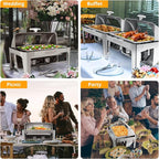 ROVSUN Roll Top Chafing Dish Buffet Set,NSF 9 Quart Rectangular Stainless Steel Chafer for Catering,Buffet Servers and Warmers Set with Glass Window for Wedding, Parties, Banquet, Events, Full Size