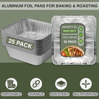 INFINITY EL Disposable Aluminum Foil Pans 25 Pack | Half Pan Extra 12.5" x 10.5" x 4" Deep Disposable Baking Pan | Heavy Duty Aluminum Foil Pan for Roasting Turkey, Lasagna, Thanksgiving, Christmas