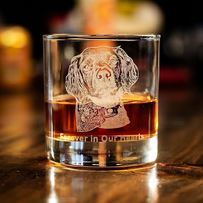 Personalized Dog Whiskey Glass - Engraved Pet Portrait Bourbon Glass - Christmas, Birthday Gifts for Men, Dog Dad - Pet Memorial Gifts, Pet Loss Gifts