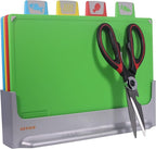Cutting Board Set: 4-Piece Color-Coded, Non-Slip, BPA-Free, Perfect kitchen essentials for new home, Dishwasher Safe with Premium Scissors and Chopping Board Organizer, Quality kitchen stuff.