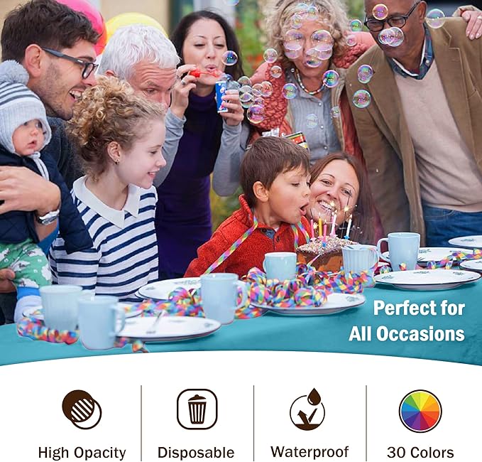 Exquisite Party Solids 12-Pack Premium Plastic Tablecloth 54in. x 108in. Rectangle Table Cover - Turquoise