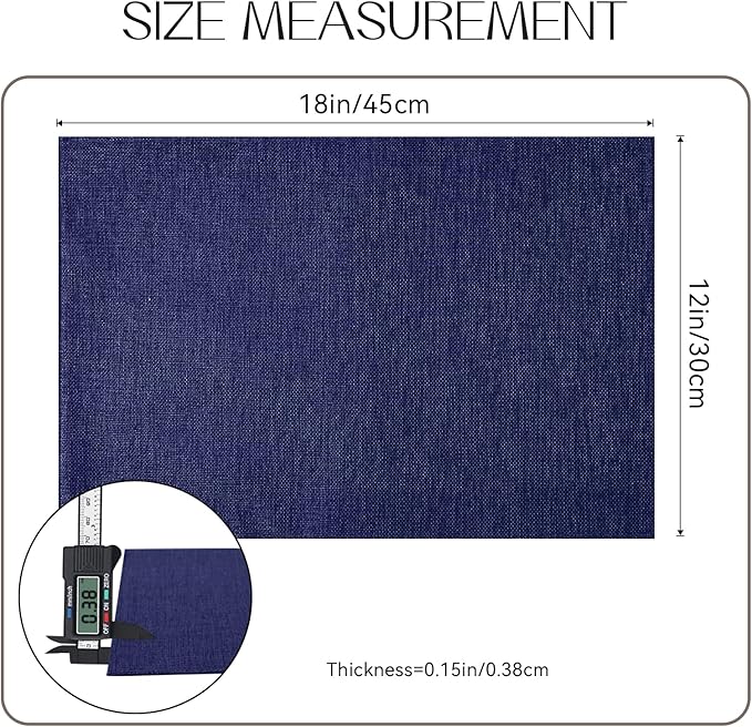 Romanstile Cloth Placemats Set of 4-12 x 18 Inch, Heat Resistant Double Layered Thickened Burlap Place Mats, Washable Faux Linen Farmhouse Table Mats for Kitchen/Dining/Party/Outdoor, Navy Blue