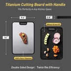 2 in 1 Pure Titanium Cutting Boards for Kitchen Chopping Board with Handle Large Big Small Kitchen Meat Butcher Block Not Stainless Steel Wood Bamboo Glass Rubber Plastic Silicone Acrylic Teak Sink