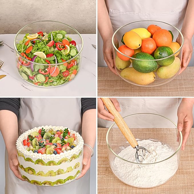 155oz Large Glass Trifle Bowl - Versatile Salad & Dessert Serving Bowl for Ice Cream, Cakes, Fruit, Baking and Party Display - Elegant Modern Design, Microwave & Dishwasher Safe (9 Inch)