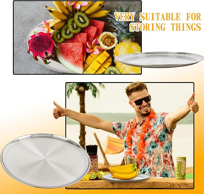 10 Pieces 12 Inch Pizza Pans Bulk Stainless Steel Pizza Pans Reusable Round Bakeware Oven Pizza Trays for Home Restaurant Kitchen Baking Roasting Healthy Rust Free Dishwasher Easy Clean