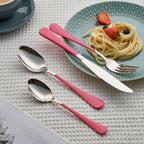 20 Piece Pink 18/0 Flatware Utensil Set for 4, Include Dinner Knife,Dinner Forks,Dinner Spoons,Salad Forks,Teaspoons,Silverware Set for 4, Dishwasher Safe