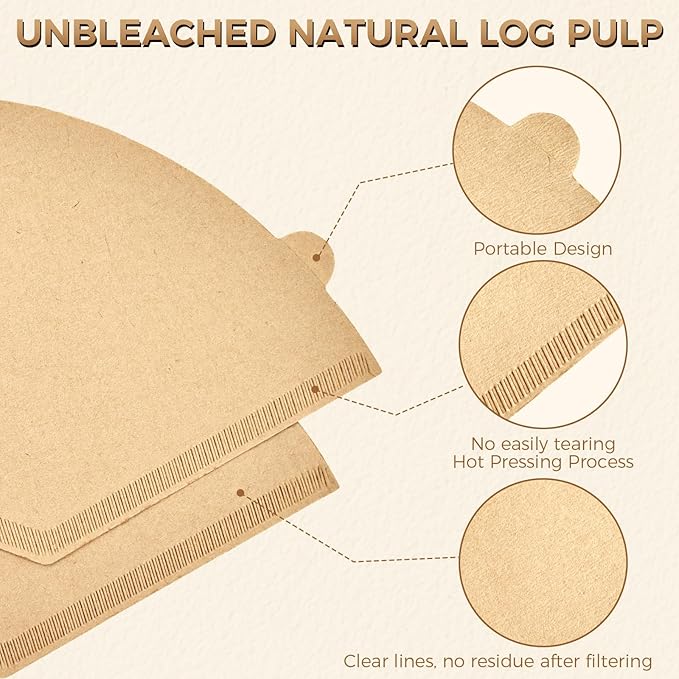 130 Count #4 Cone Coffee Filters 8-12 Cup, Unbleached Natural Paper, Disposable coffee filters 4 cone paper, Filters Paper Compatible with Ninja Coffee Filters, Pour Over and Drip Coffee Maker