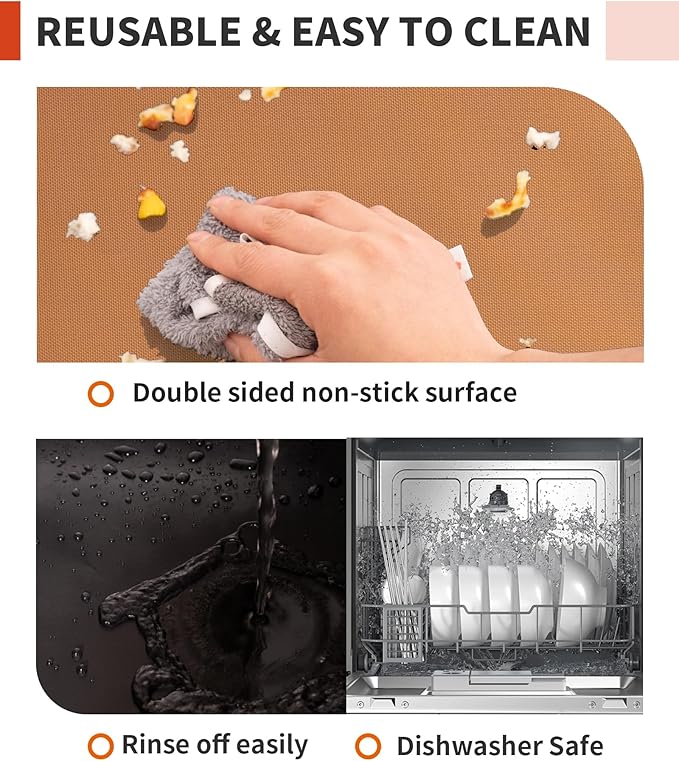 Oven Liners for Bottom of Oven - 4 Pack Large Heavy Duty Oven Mats, 17"x 25" Reusable Matt Liner for Electric, Gas, Toaster Ovens & Grills, BPA & PFOA Free, Kitchen Essentials, Copper