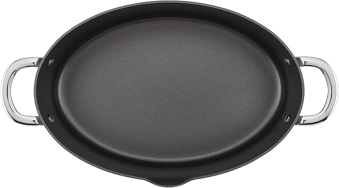 Rachael Ray 80090 Professional Hard Anodized Nonstick Cookware Oval Pasta Pot/Braiser, 8 Quart - Gray