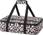Lunch Bag - Large Insulated Casserole Carrier, Reusable Lunch Box for Men/Women, Insulated Lunch Bag Leakproof Lunchbox for Men Adults Work Picnic Hiking Beach (Leopard Print) 17.12" x 11.42"x 4.53"