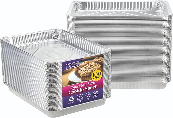Nicole Home Collection Aluminum Pans Quarter Size Cookie Sheet 100 Count Durable Nonstick Baking Sheets 12.87" x 8.87"