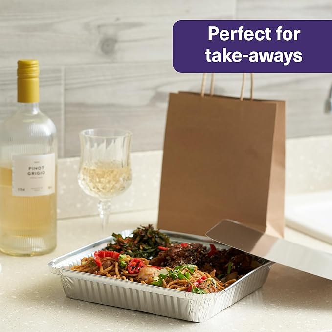 MATANA 9x9 Aluminum Pans with Lids (25 Pack) Disposable Aluminum Trays - 9" Inch Square Foil Cake Baking Pans & Food Containers with Lids