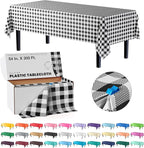 Exquisite Party Solids 54 Inch X 300 Feet Black Gingham Plastic Table Cover Roll in A Cut - to - Size Box with Convenient Slide Cutter. Cuts Up to 36 Rectangle 8 Feet Plastic Disposable Tablecloths