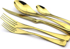 5-Piece 18/10 Stainless Steel Serrated Steak Knife Flatware Set, Mirror Polishing Gold, Service for 1