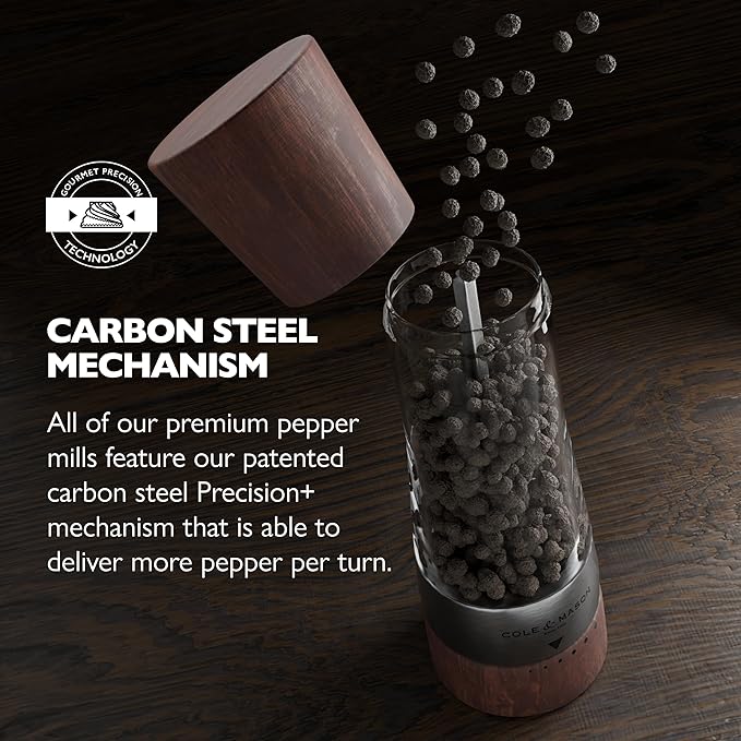 Cole & Mason Derwent Grinder Set - Precision Mechanisms and Sea Salt and Peppercorns Mills- Derwent Salt and Pepper, Forest Wood