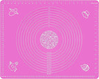 Silicone Baking Mat for Rolling Pastry Dough with Measurements, 25.6 x 17.7 BPA Free Non stick and Non Slip Pink Table Sheet Baking Supplies for Bake Pizza Cake