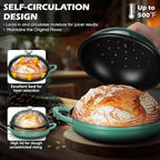 Bread Oven for Sourdough (5.5 QT), Joyfair Enamaled Cast Iron Bread Dutch Oven with Lid, Sourdough Bread Baking Pan, Heavy Duty Dual Handles, Non-Stick & Even Cooking, Oven-safe 500°F, Olive Green