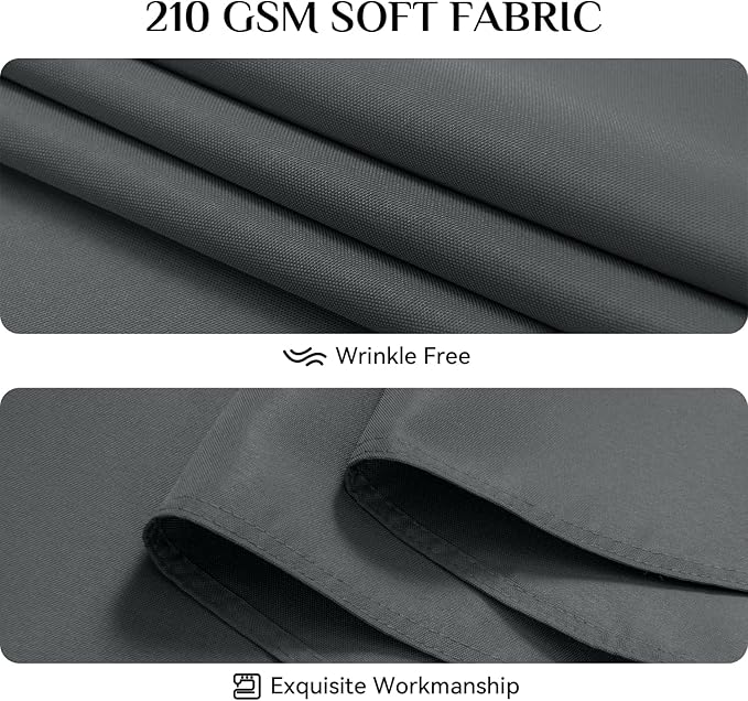 Softalker Rectangle Tablecloth, Waterproof & Stain Resistant Table Cloths Wrinkle Free Fabric Washable 210GSM Polyester Table Cover for Dining/Party/Outdoor - 90 x 132 inch,Grey