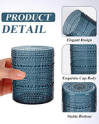 18PCS Hobnail Plastic Drinking Glasses - 14Oz Beaded Glasses Drinkware Set Disposable - Blue Vintage Plastic Bubble Glassware for Beer, Juice, Cocktail, Whiskey, Milk and Various Mixed Drinks