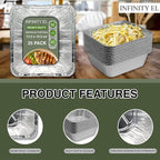 INFINITY EL Disposable Aluminum Foil Pans 25 Pack | Half Pan Extra 12.5" x 10.5" x 4" Deep Disposable Baking Pan | Heavy Duty Aluminum Foil Pan for Roasting Turkey, Lasagna, Thanksgiving, Christmas