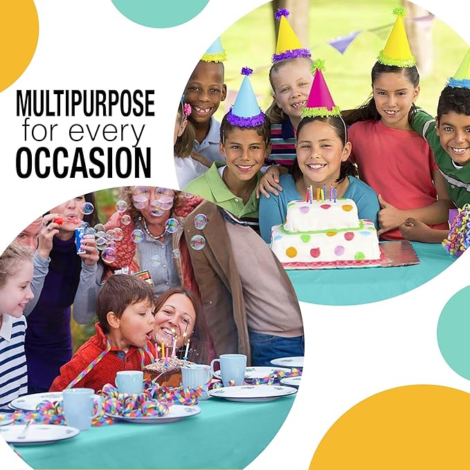 Exquisite Party Solids 54 Inch X 100 Feet Aqua Plastic Table Cover Roll in A Cut - to - Size Box with Convenient Slide Cutter. Cuts Up to 12 Rectangle 8 Feet Plastic Disposable Tablecloths