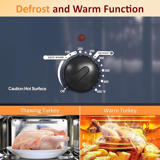 Sunvivi 20-Quart Roaster Oven with Self-Basting Lid, Electric Turkey Roaster Oven with Removable Pan and Rack, Stainless Steel, Blue