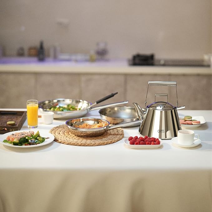 GIPFEL INTERNATIONAL - Tri Ply Stainless Steel Frying Pan Skillet Healthy Cookware - Fry Pans for Induction Gas Electric Stove & Oven Safe (10 inch)