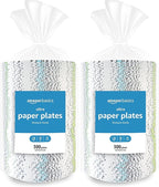 Amazon Basics Ultra Paper Plates, 6.87 Inch, Disposable, 1200 Count (4 Packs of 300) (Previously Encore)