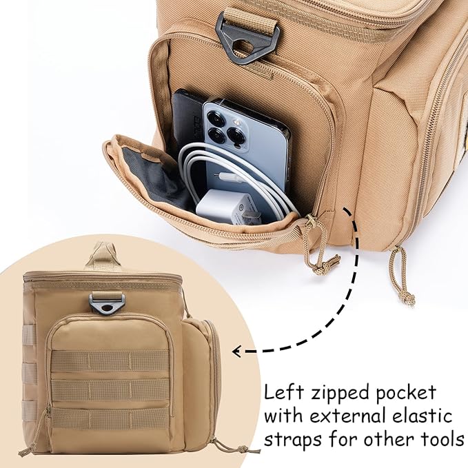 MOV COMPRA Tactical Lunch Bag for Men, Insulated Lunch Box Leakproof for Men Large Capacity with MOLLE Water Bottle Pouch Lunchbox for Adults for Work, Picnic（Yellow）