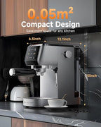 AMZCHEF Espresso Machine 20 Bar Professional Coffee Maker with Milk Frother, Adjustable Temperature & Pressure, Stainless Steel Espresso Maker for Cappuccino, Latte, Mocha, 44oz Removable Water Tank