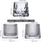 Crystal Whiskey Glasses 5 OZ Set of 3, Rotatable Old Fashioned Glasses, Tumbler Rocks Bar Glass for Drinking Bourbon, Scotch, Cocktails, Cognac（Small Size）
