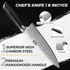 5 Pieces Knife Set, Professional Powder Steel Chef Knife Set, Ultra Sharp Japanese Kitchen Knives Set with Ergonomic Pakkawood Handle