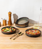 theterra 7.5'' Ceramic Pasta Bowls, Salad Bowls Set of 4, Stoneware Serving Bowls for Fruits, Noodle, Dinner, House-warming Wedding Present, Coca Mocha